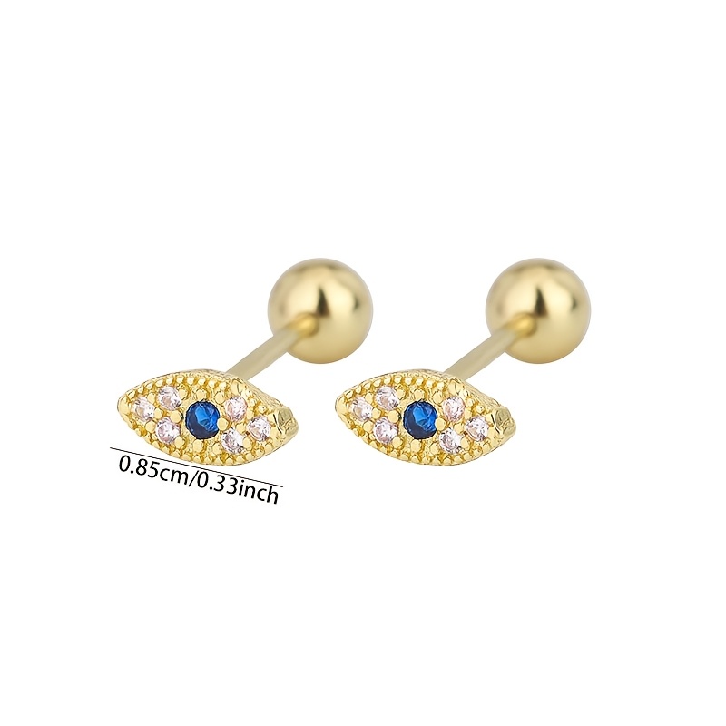 Women's 2pc S925 Sterling Silver Evil Eye Threaded Stud Earrings
